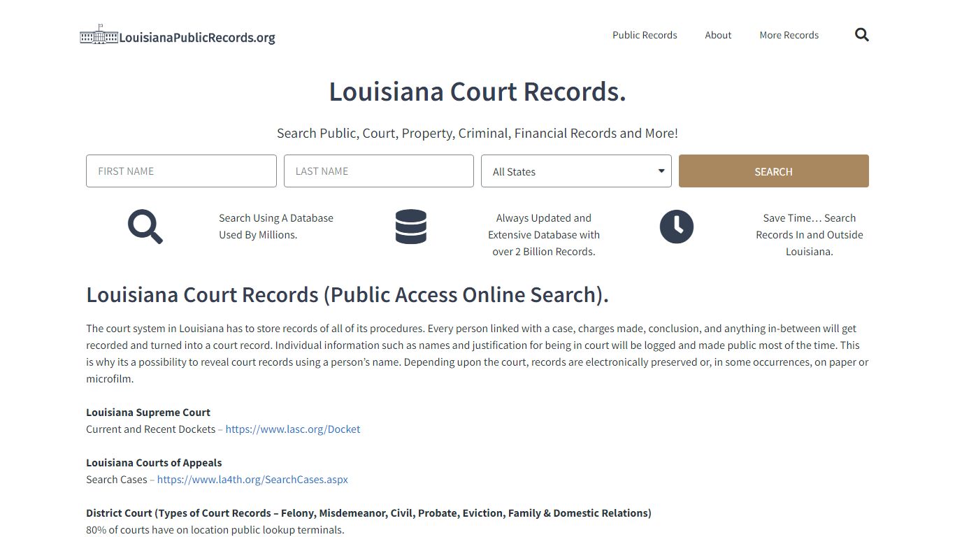Louisiana Court Records: LouisianaPublicRecords.org
